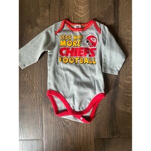 NFL‎ Chiefs Football Bodysuit Long Sleeve Gray Red Baby Clothes 3-6 Months